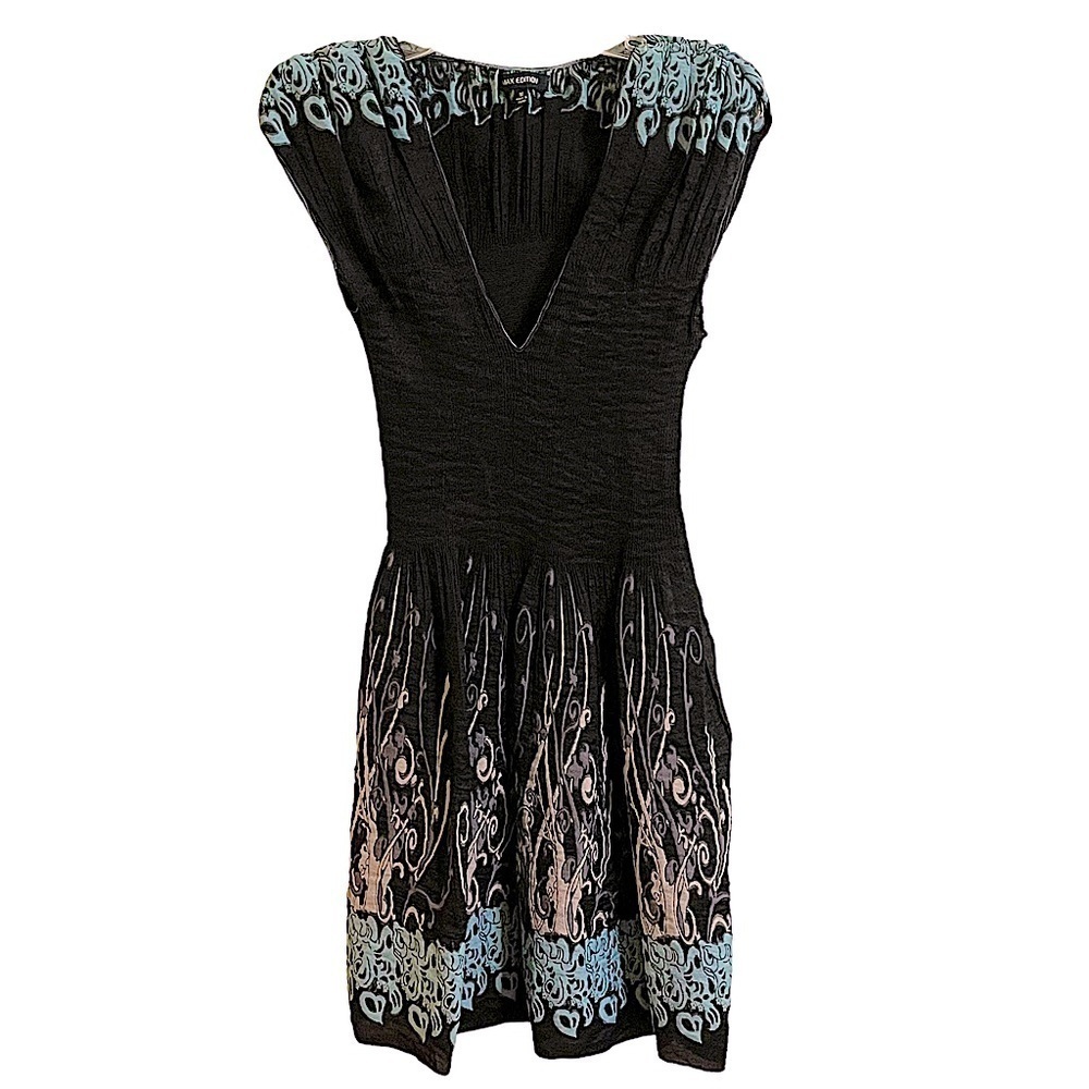Max Edition Textured Print Elasticized Bodice Dress Sz M